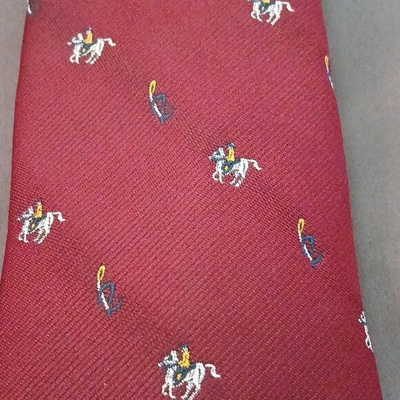 Botany 500 maroon horse print tie NWOT - Picture 4 of 6